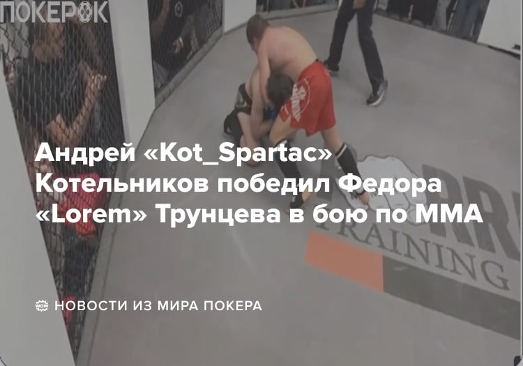 Андрей «Kot_Spartac» Котельников победил Федора «Lorem» Трунцева в бою по ММА
