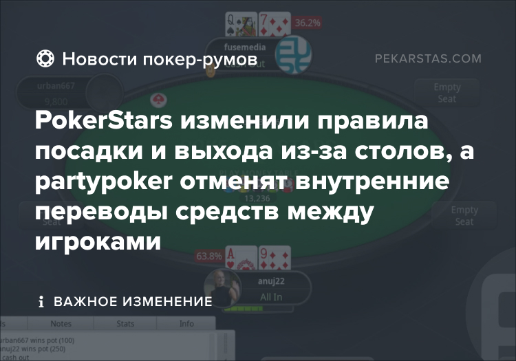 pokerstars новые правила partypoker переводы
