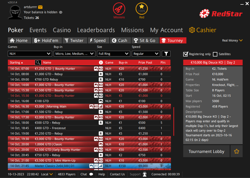 На RedStar Poker пройдет нокаут-серия Bounty Hunter Series с гарантией €4,000,000 1