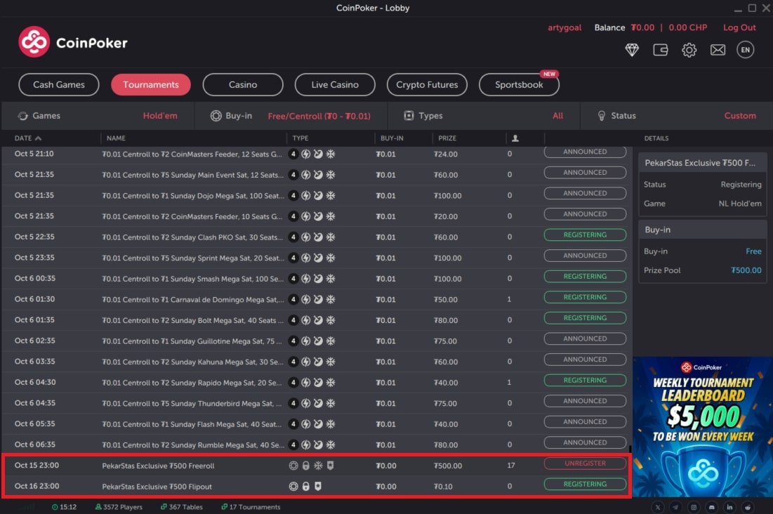Разыгрываем $1,000 среди игроков PekarStas на CoinPoker — во фриролле и флипаут турнире 1