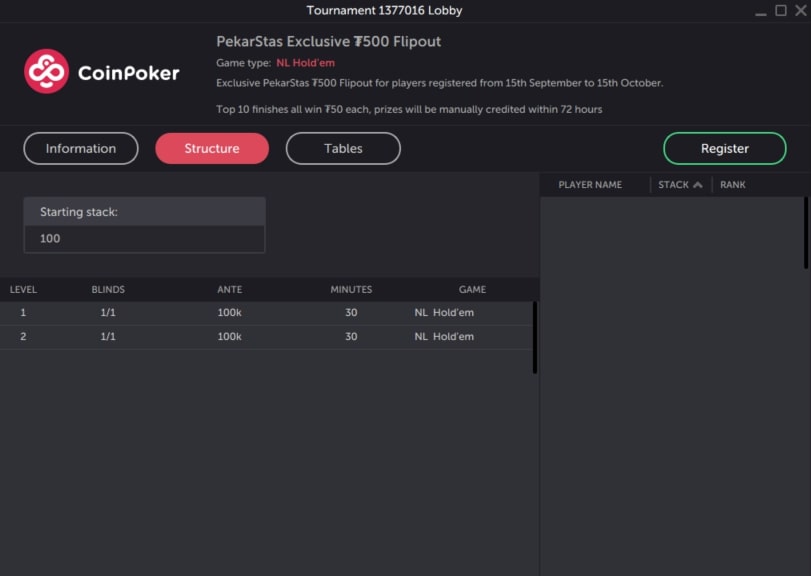 Разыгрываем $1,000 среди игроков PekarStas на CoinPoker — во фриролле и флипаут турнире 4